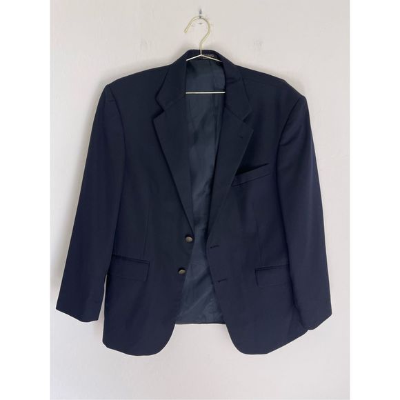 OSCAR DE LA RENTA Blue Men's Wool Blazer Suit Jacket Size 42S